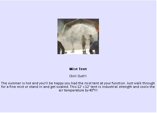 Mist Tent - Rain Room